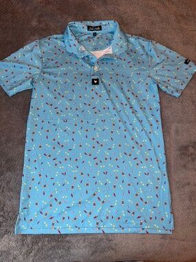 Bad Birdie boys golf Light Blue kayak Print Polo
